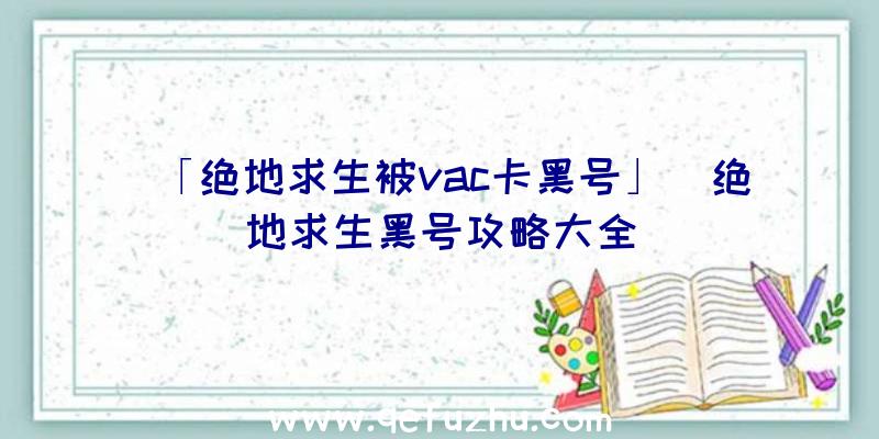 「绝地求生被vac卡黑号」|绝地求生黑号攻略大全